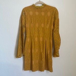 NWT mustard lace bell sleeve dress